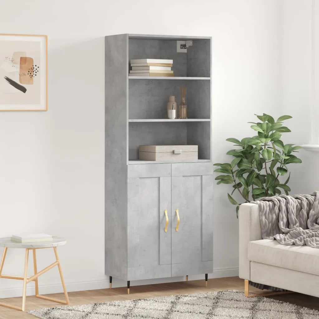 Credenza-Buffet-Armadio da cucina Grigio Cemento 69,5x34x180 cm in Legno Multistrato 182843