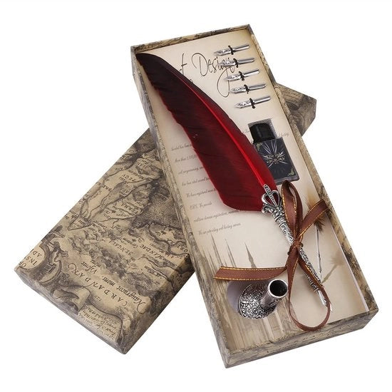 Penset per Dipingere con 5 Set di Pennelli di Piuma Naturale - Punti di Alta Qualità - Elegantemente Unico - Pennelli per Dipingere