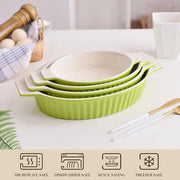 Set da forno a microonde, 4 pezzi, confezione da tavola, piatto da dessert, teglia per pane, piatto da zuppa, insieme da forno, teglia per forno, verde