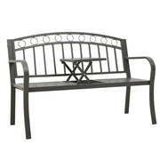 Panca da giardino mobili da esterno per patio terrazza con tavolo grigio 120 cm acciaio 02_0011642