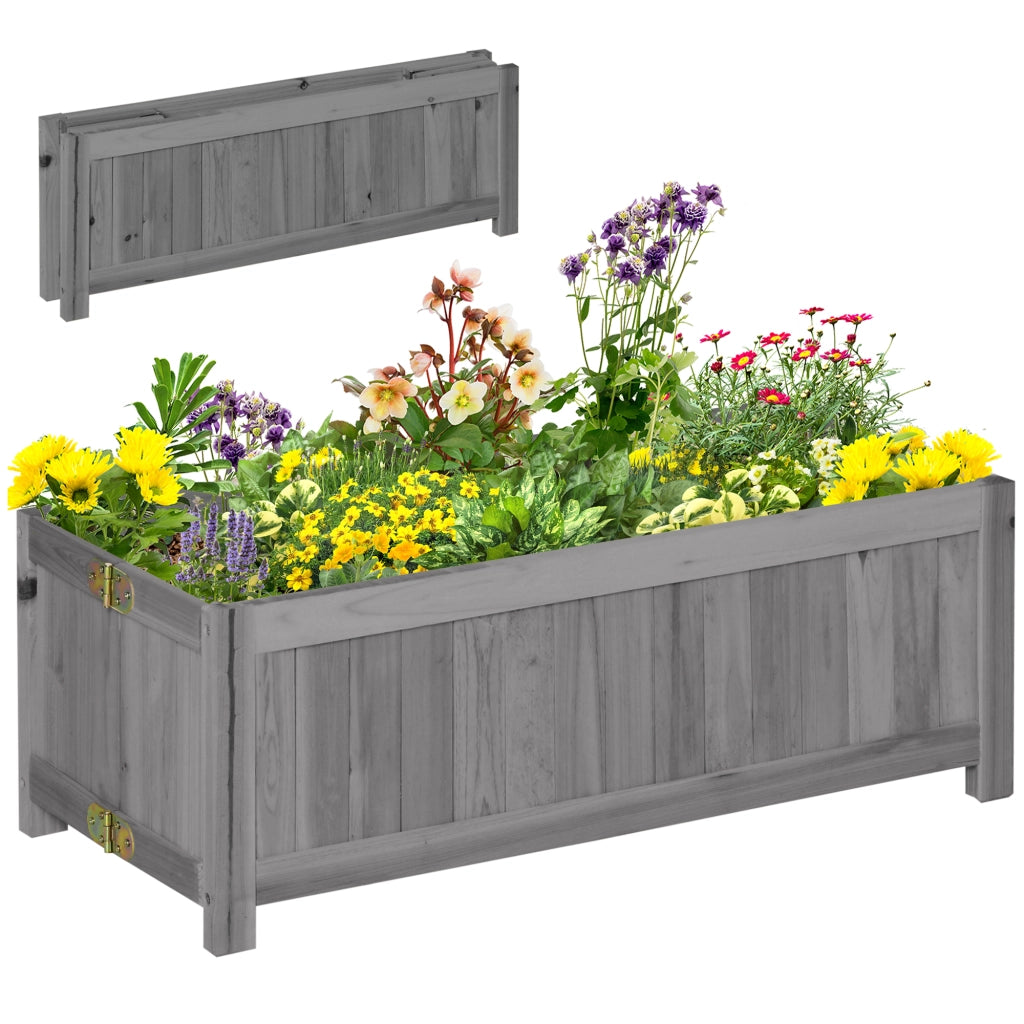 Fioriera Pieghevole in Legno per Giardino Balcone Terrazza ¨C Zephmum ¨C 70x30x25 cm Grigio