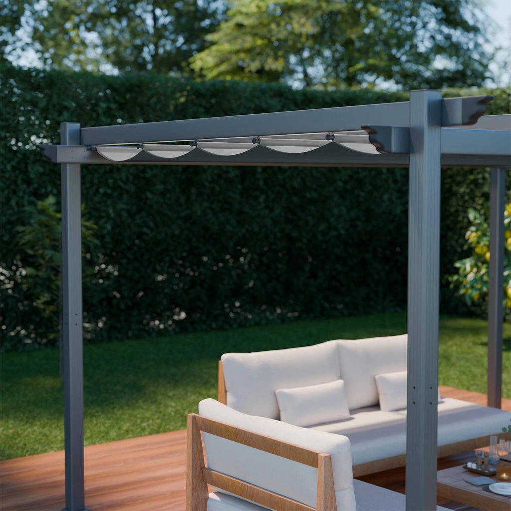 Pergola 3x4m in alluminio telo scorrevole, grigio