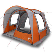 Tenda da Campeggio | Tenda Familiare 4 Persone Grigio e Arancione Impermeabile