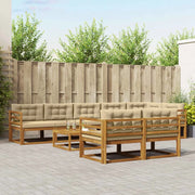 Set di divani da esterno con cuscino 9 pcs Naturale e Beige 3367776
