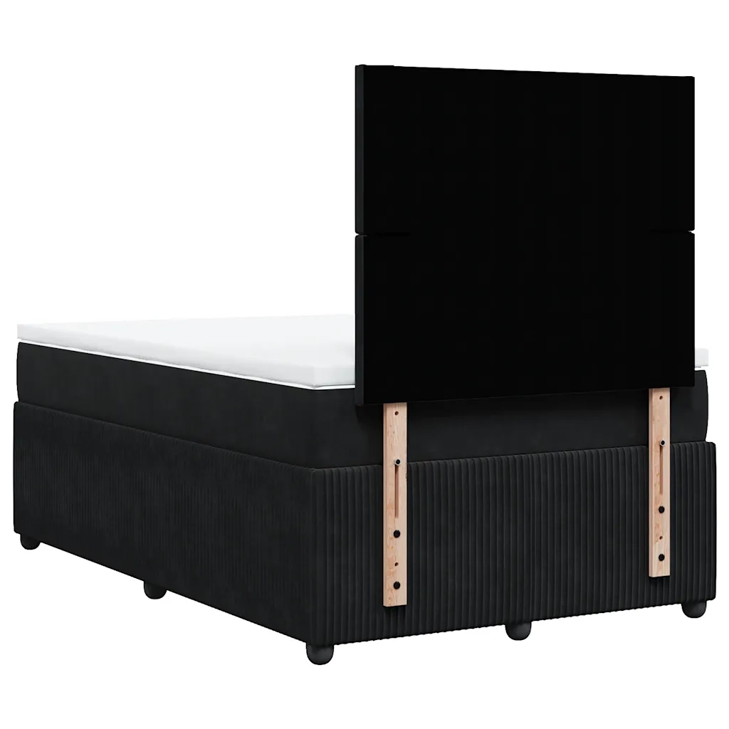 Giroletto a Molle con Materasso Nero 120x190 cm in Velluto 3292282