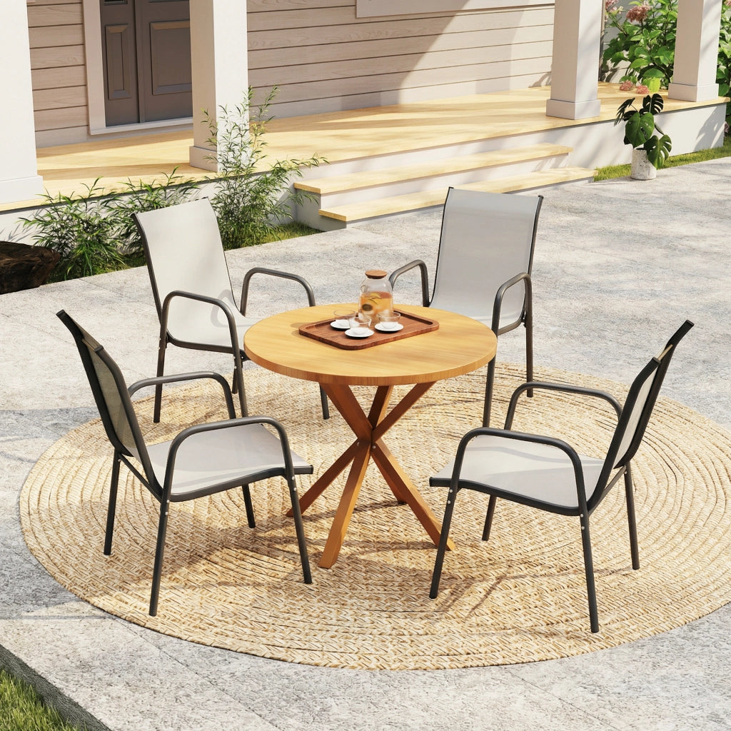 Set 4 Sedie da Giardino Impilabili ¨C zephmum ¨C Grigio, Polipropilene, Con Braccioli