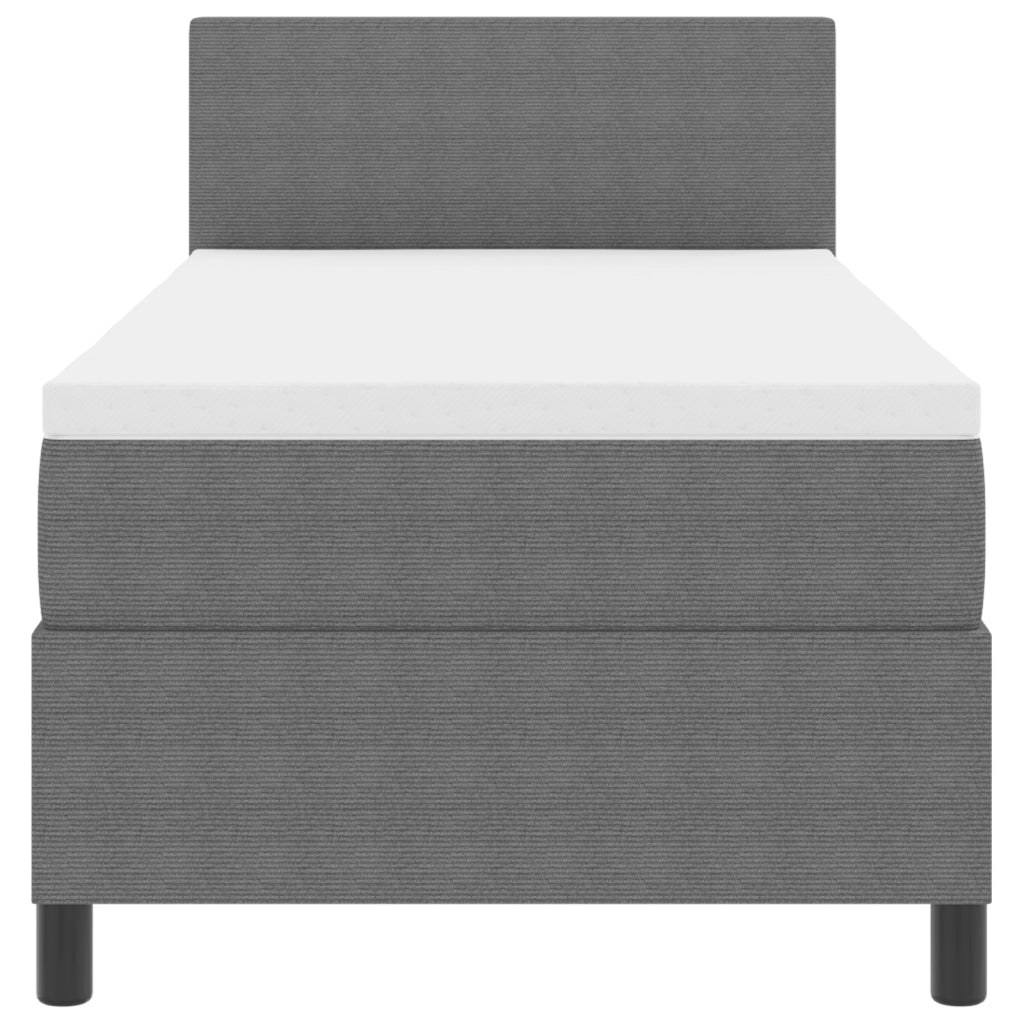 Letto con Rete a Molle con Materasso e Luce LED Grigio 80x200 cm Tessuto in Corduroy