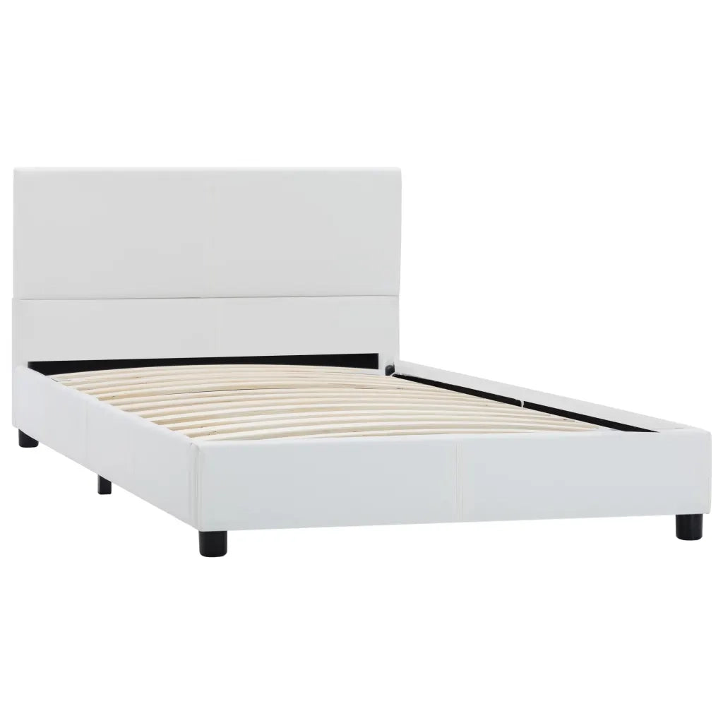 Letto singolo | Letto per adulti | Giroletto Bianco in Similpelle 100x200 cm