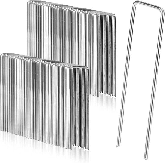 Ferramenta per fissaggio terra 50 pezzi - Acciaio inossidabile - Gialvanizzato - 200 mm Lunghezza - 40 mm Larghezza - Spiedini da giardinaggio