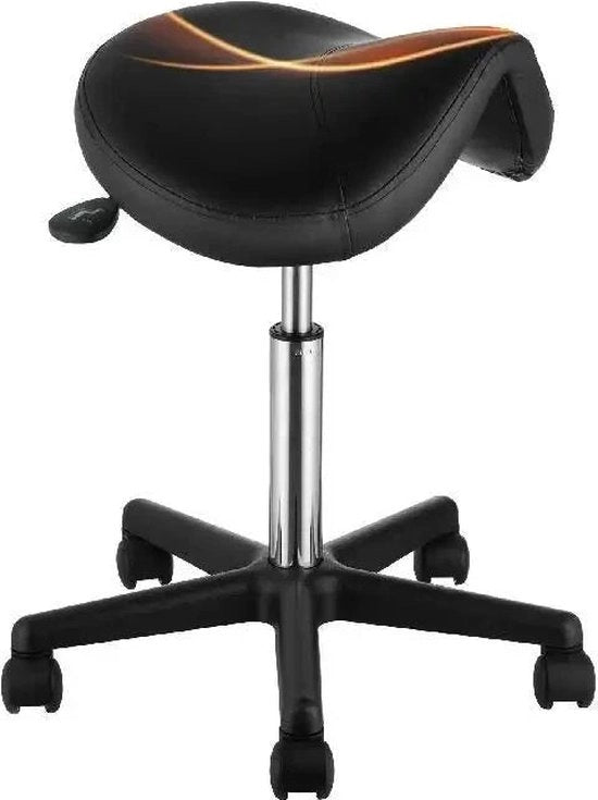 Sedile con gomitiere - Ruote 360° - 5 Giri - Sedia di lavoro - Regolabile in altezza, girevole - Sedia di ufficio con sedile a sedia - Nero