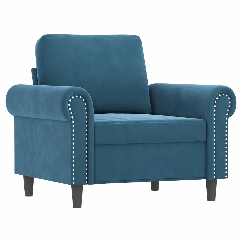 Set di Divani 4 pz con Cuscini Blu in Velluto