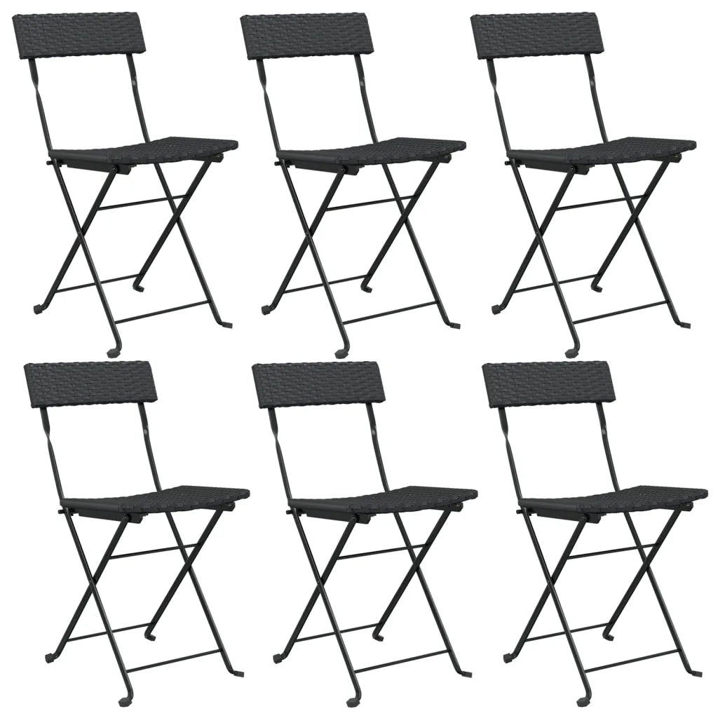 Sedie Pieghevoli da BistrÃ² 6 pz Nere Polyrattan e Acciaiocod mxl 100195