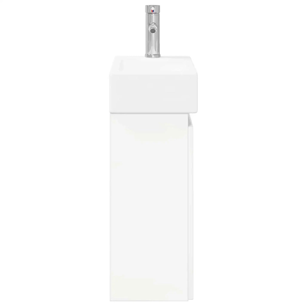 Mobile bagno con rubinetto Bianco Lucido 45,5 x 22,5 x 84 cm 889515