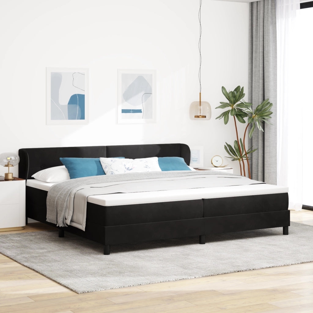 Letto Box Spring con Materasso Nero 200x200 cm Velluto
