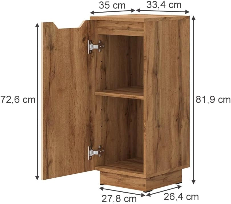 mobiletto bagno Lotta, Cachemire, 33.4 x 81.9 cm, adatto per montaggio a parete con ripiano regolabile