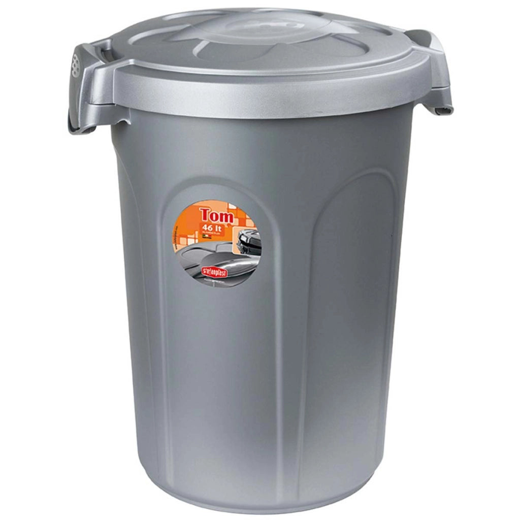 Bidone Immondizia Tom Stefanplast Grigio Lt 46 cm 45X40 H.cm 61