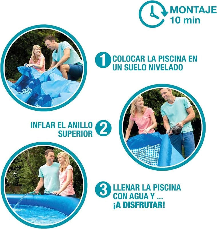 INTEX PISCINA FUORI TERRA EASY SET ROTONDA, POMPA FILTRO 1250 L/H, 1942 L, PVC, AZZURRO, 244X61 CM