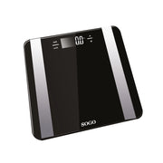 Bilancia pesapersone digitale con misurazione massa grassa e acqua corporea, display LCD, memoria 10 utenti, vetro temperato 6mm - SOGO