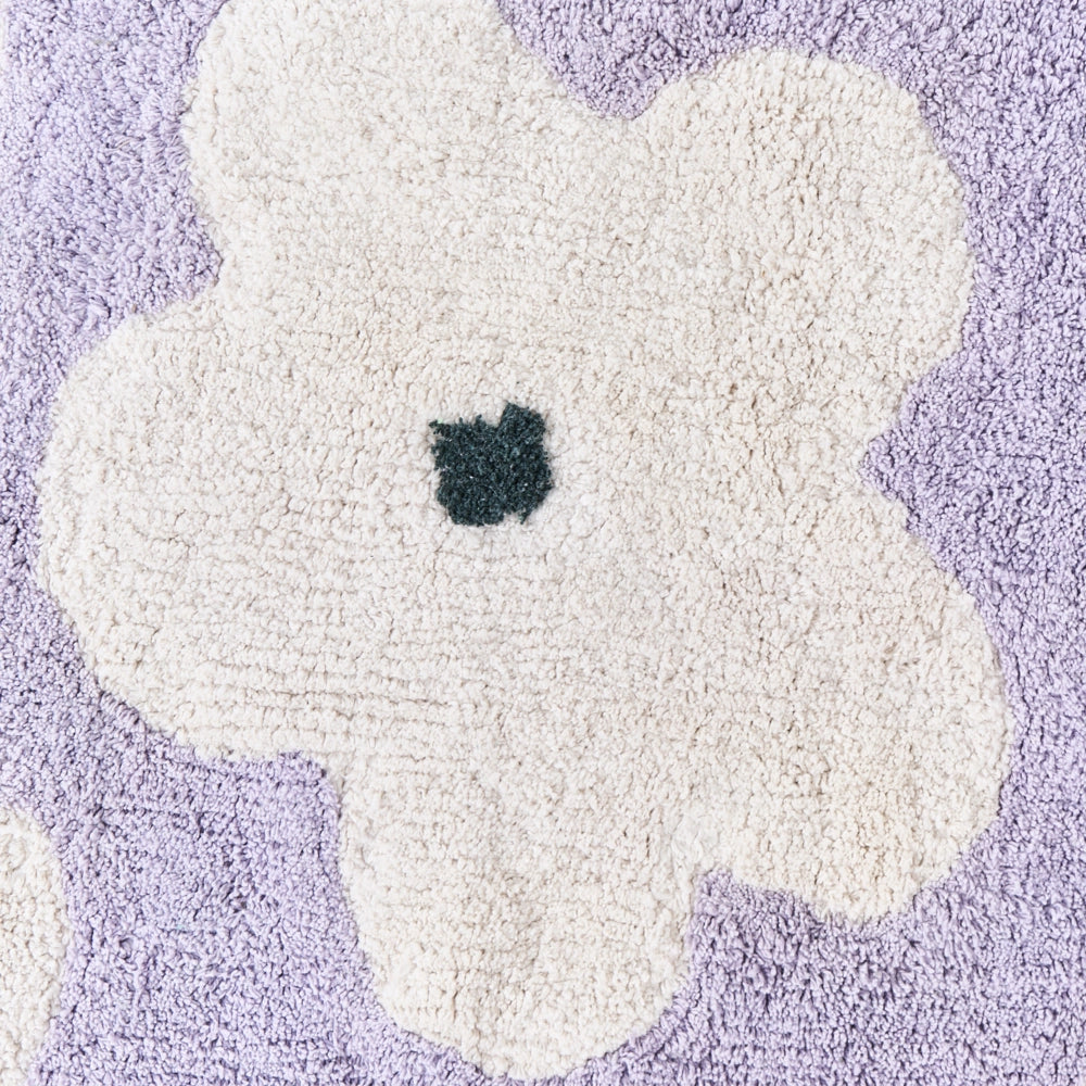 Tappeto viola chiaro in cotone 140 x 200 cm con motivi floreali decorativi in stile bohémien Soggiorno Bambini Camera dei bambini