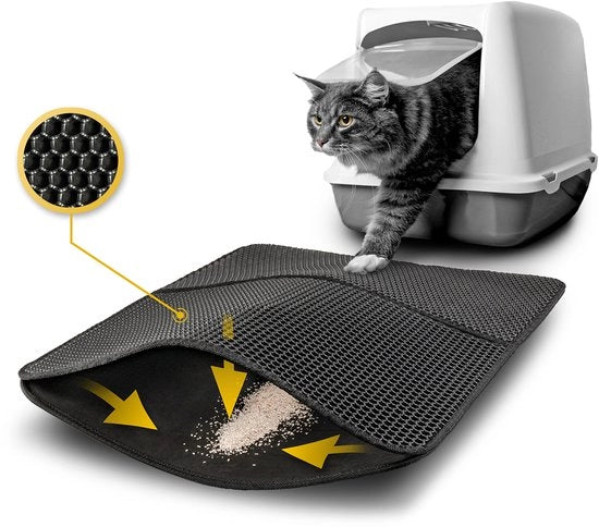 Matrice per gatti doppia strato, 61x38 cm, nero, resistente e biodegradabile