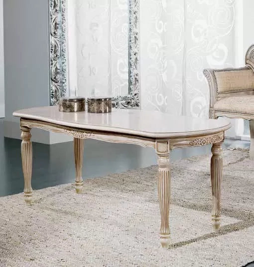 Tavolino shabby da salotto in legno intagliato con fregi - Mobili 2G