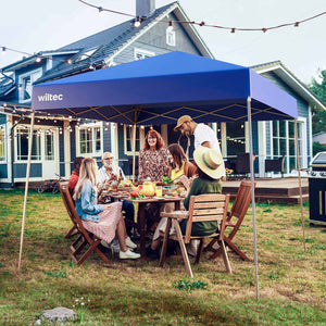 Gazebo pieghevole blu, 2,5 x 2,5 x 2,7 m con chiusura centrale, Tenda per fiere eventi mercati