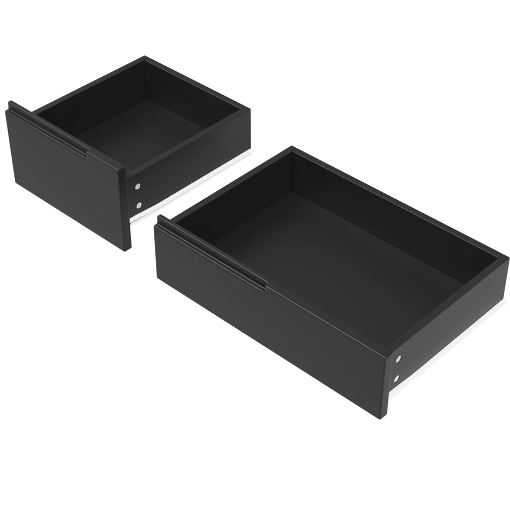 Carrello da cucina con piano ribaltabile; 8 cassetti e ruote; MDF nero