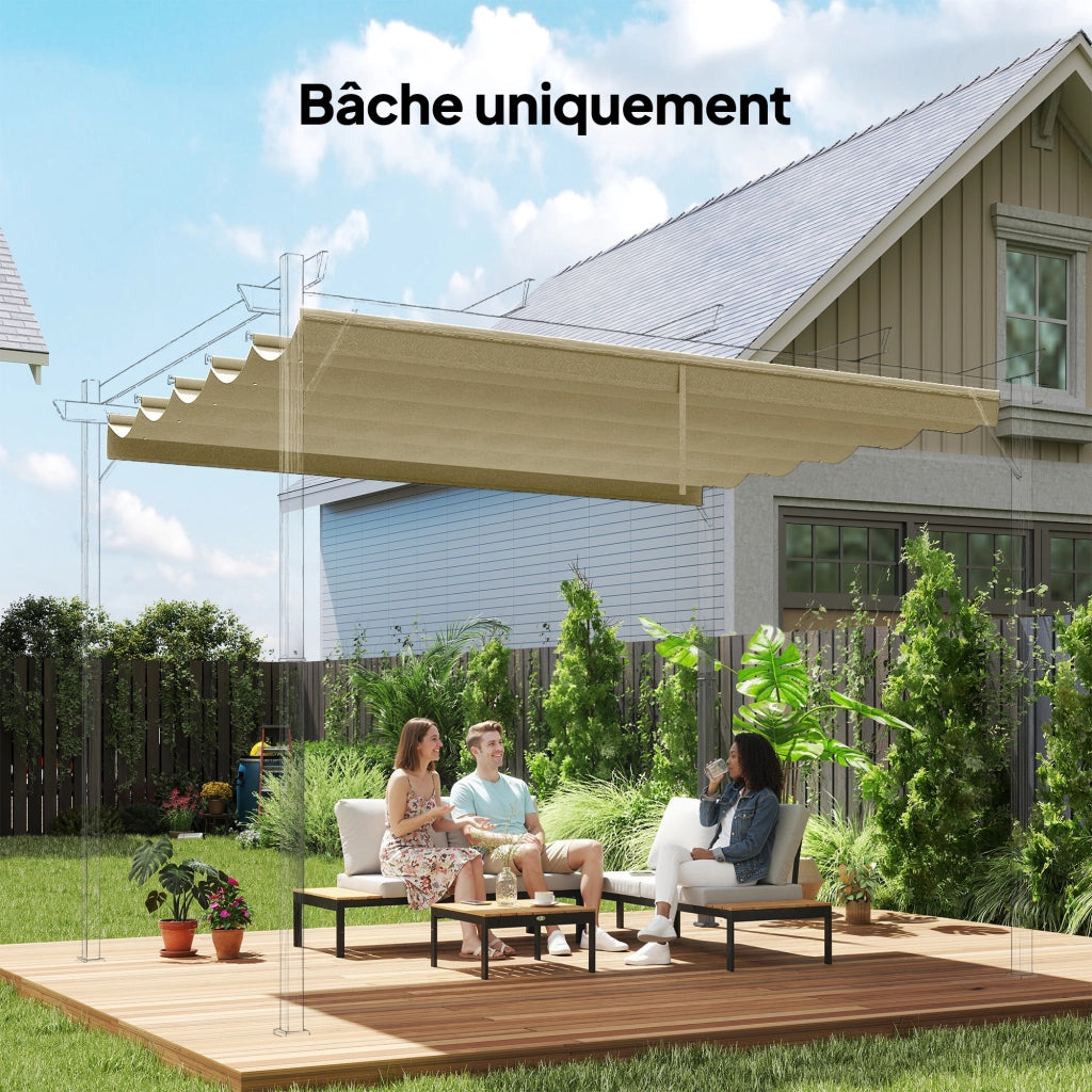 Tenda per Pergola Retrattile 3x3m ¨C Zephmum ¨C 300x300cm Beige