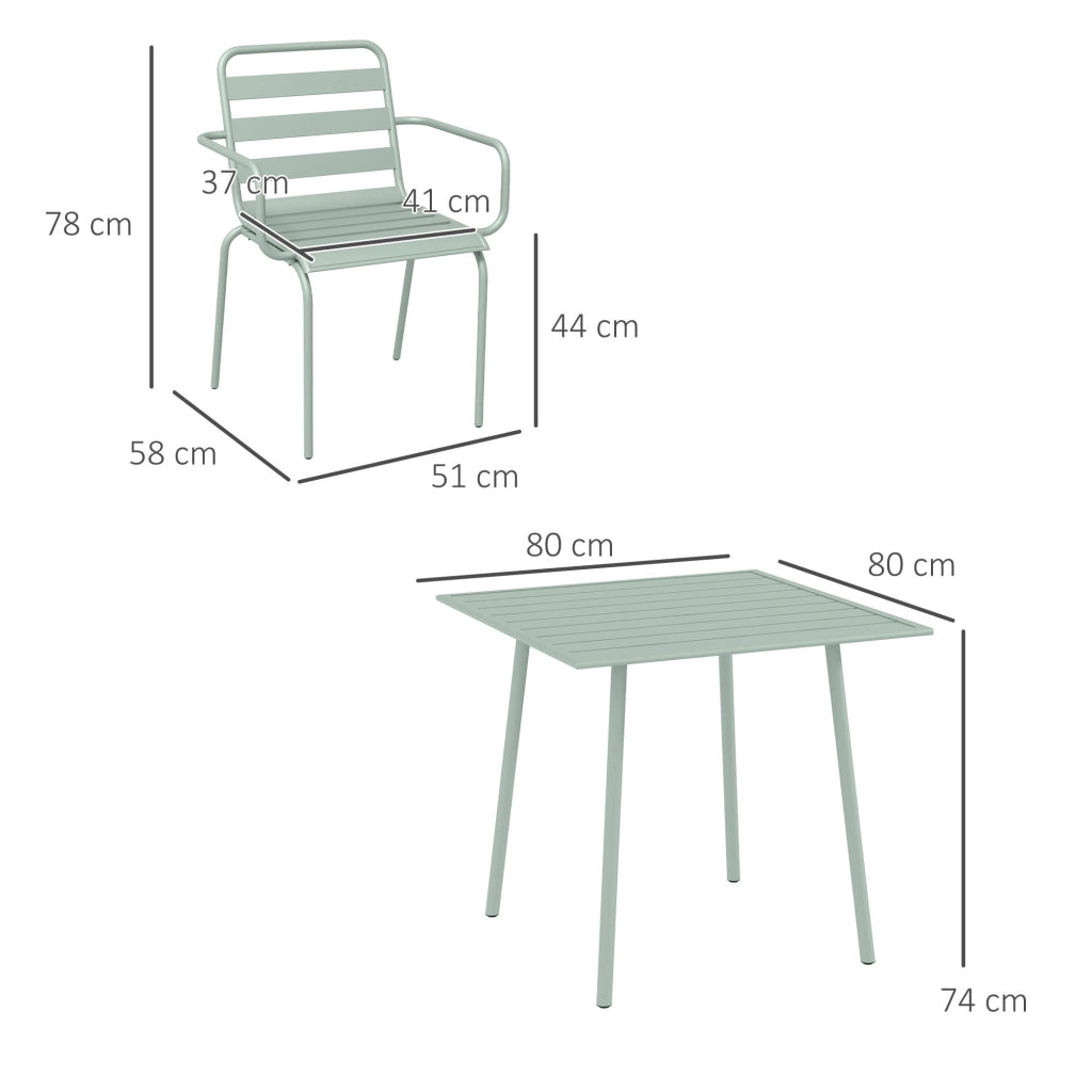 Set tavolo e sedie da giardino 5 pezzi ¨C zephmum ¨C verde chiaro, acciaio