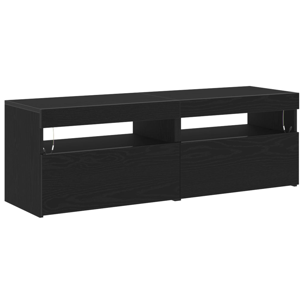 Mobile TV con luci LED 2 pezzi, Rovere Nero 60x35x40 cm, Legno ingegnerizzato