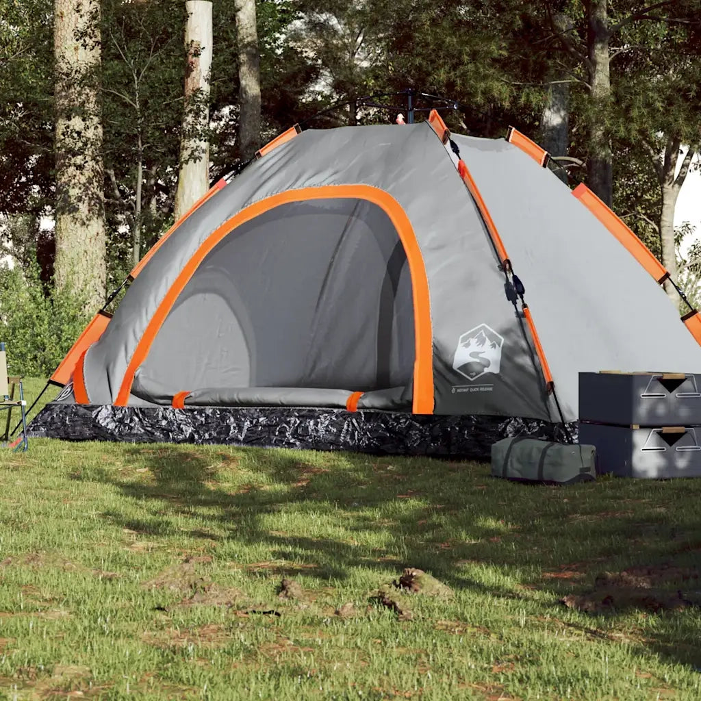 Tenda campeggio | Tenda da campo 5 Persone Grigio e Arancione a Rilascio Rapido