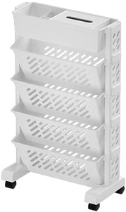 Mobile Bookshelf in Plastica - 5 Livelli - Cassetto per Ufficio/Cucina - Organizzatore Rotante - Sostenibile e Resistente