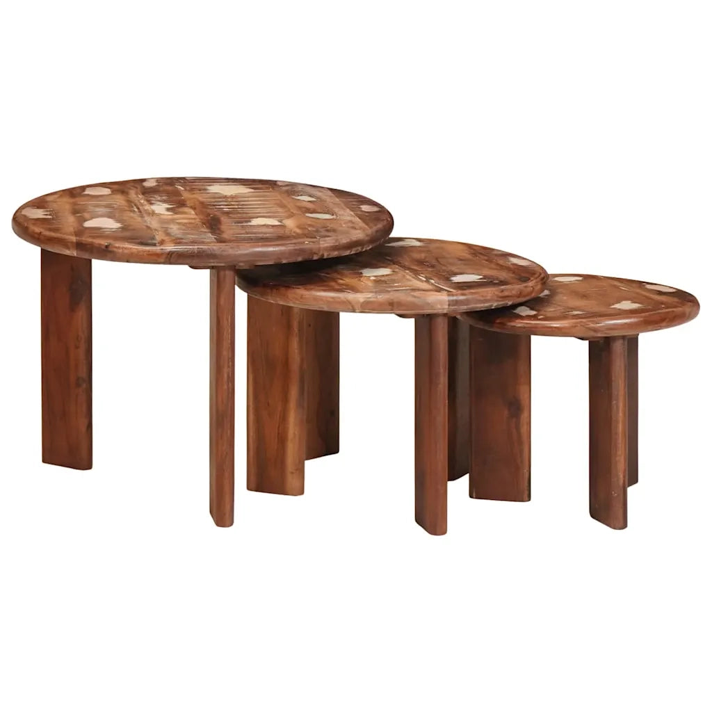 Tavoli da Caffè Nido 3 pcs Multicolore Legno massello riciclato