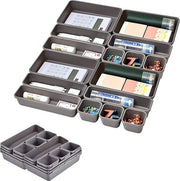 Organizzatore per cucina, sistema organizzatore per lattina da 16 parti con scatola di ripostiglio in 3 misure, scatola di ripostiglio per cucina, casa, ufficio e casa (grigio)
