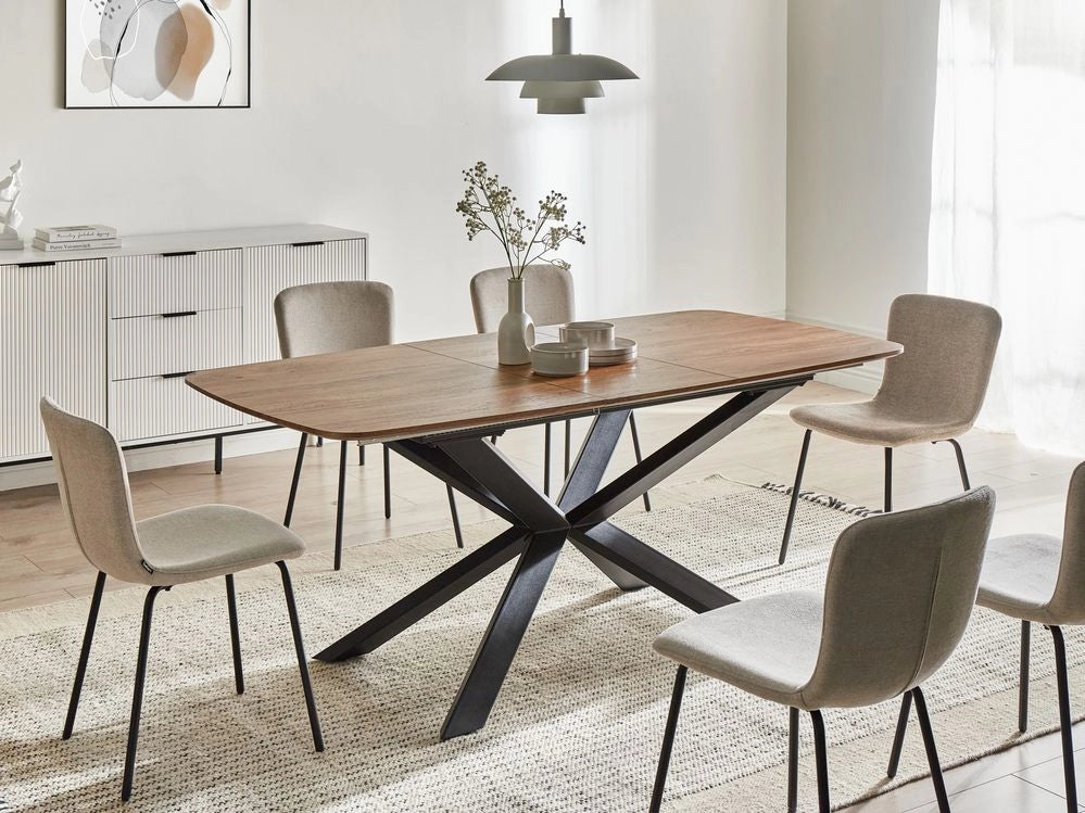 Tavolo da pranzo allungabile Marrone MDF Gambe in metallo 140/180 x 90 cm Meccanismo ad ala di farfalla Rettangolare