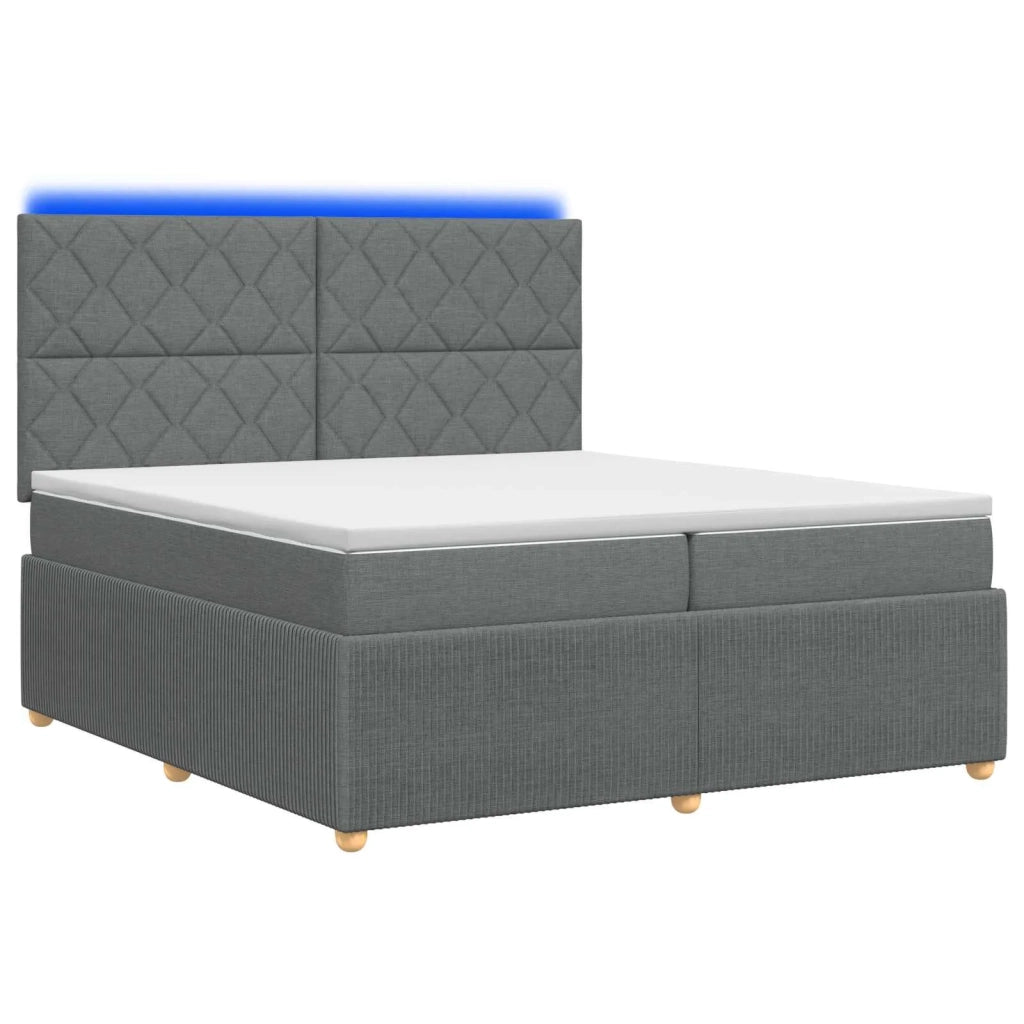 Letto Box Spring LED con Materasso Grigio Scuro 200 x 200 cm 3455945
