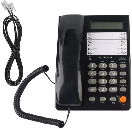 Telefono Fissa con Risposta Automatica - Modo DTMF/FSK - 8 Memorie - Brillantezza Regolabile - 16 Suoni di Chiamata - Installazione Facile