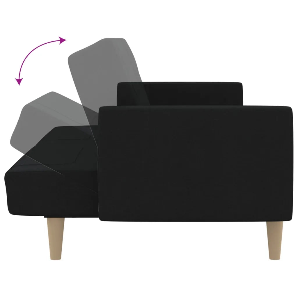 Divano Letto a 2 Posti Nero in Tessuto 375786