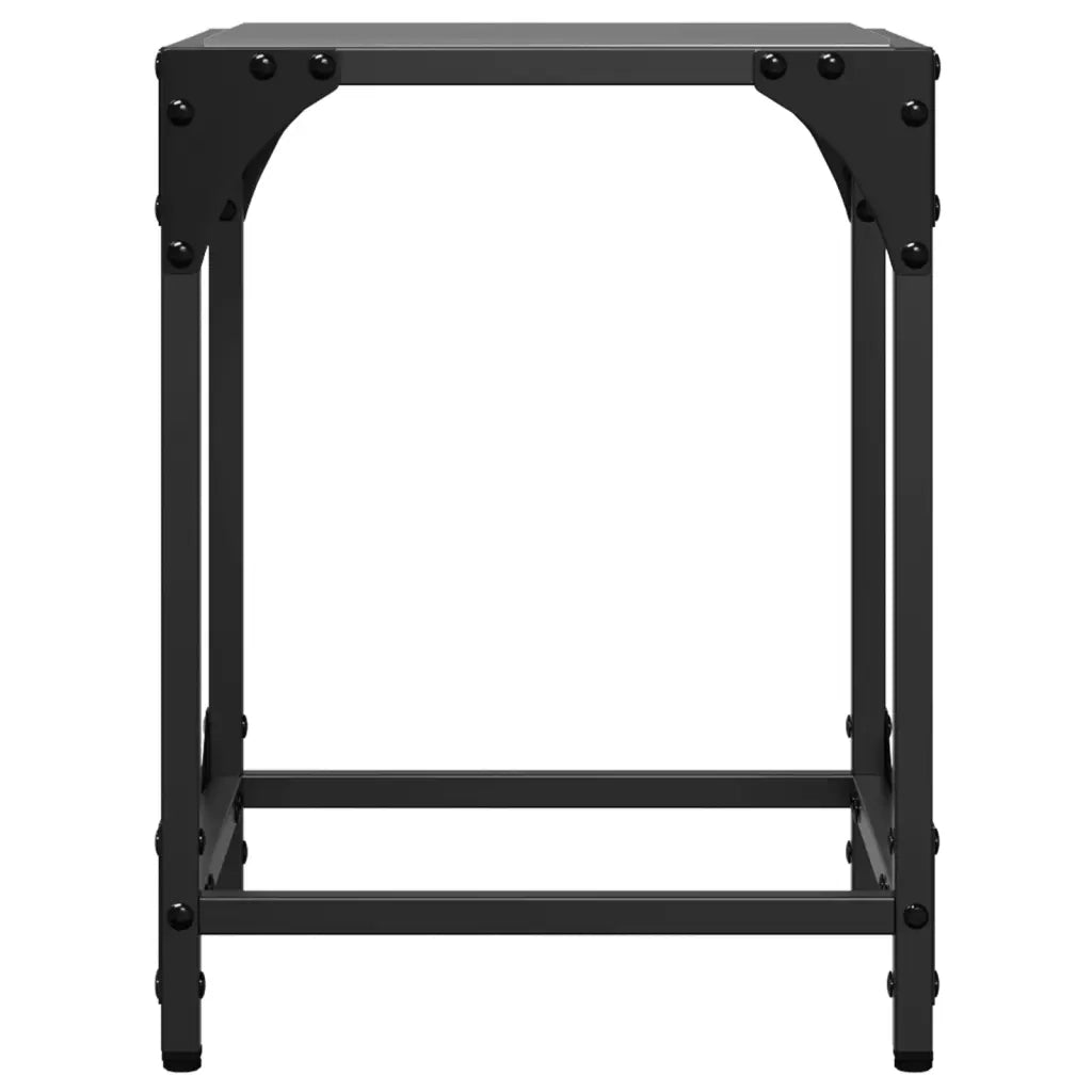 2 pz Tavolini da salotto | Tavolino da caff¨¨ | Tavolino da Soggiorno con Piano Vetro Nero 30x30x40cm Acciaio