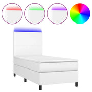 Letto singolo | Letto per adulti | Giroletto Molle con Materasso e LED Bianco 80x200 cm Similpelle