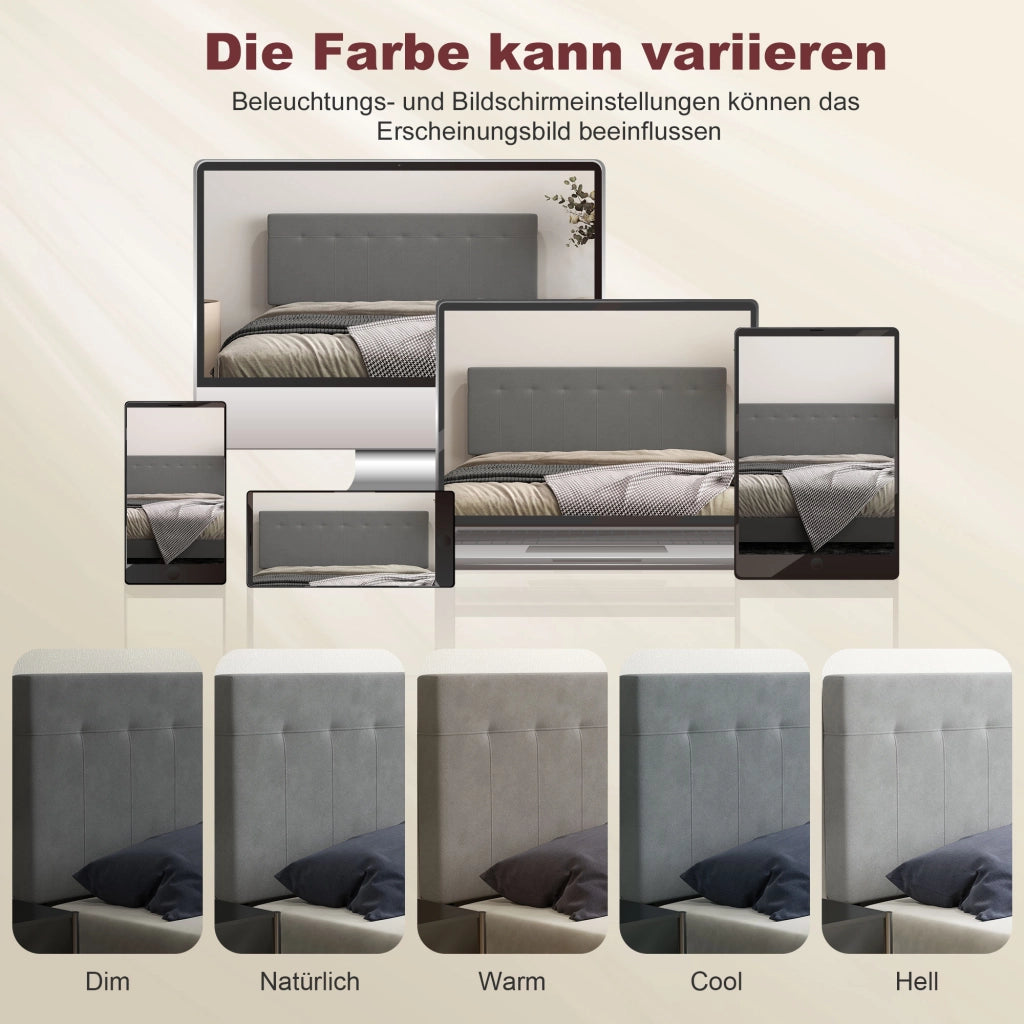 Testiera letto regolabile in altezza 3 posizioni ¨C Xylo ¨C velluto grigio con gambe in metallo 140x106/116/126 cm