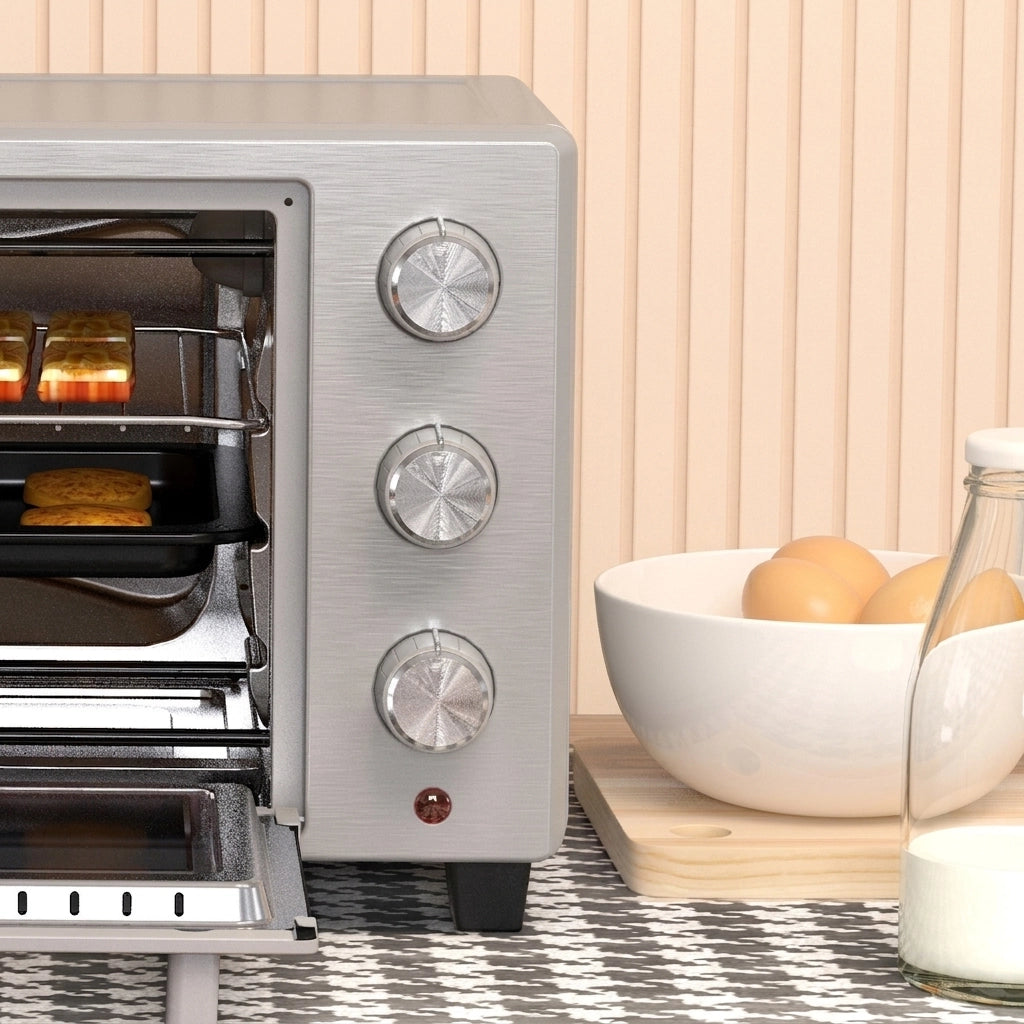 Mini Forno Elettrico 21 L 1400 W in Acciaio Inox con 3 Modalità; 100-230°C e Timer 60 Min