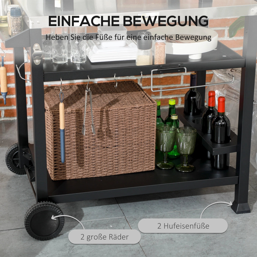 Carrello Barbecue con Accessori ¨C Zephmum ¨C Nero 125x65x84 cm
