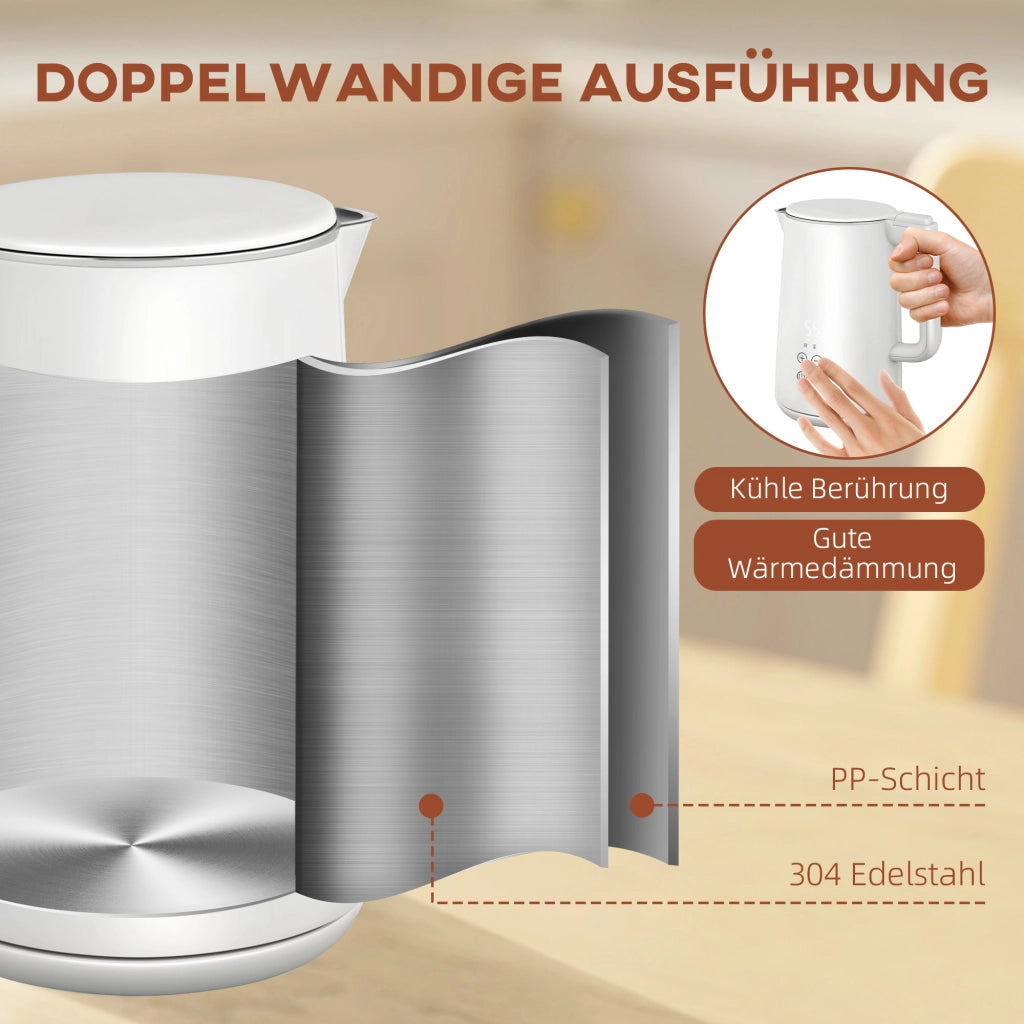 Set Cucina con Bollitore e Tostapane ¨C Xylo ¨C 7 Livelli, Acciaio Inox, Bianco