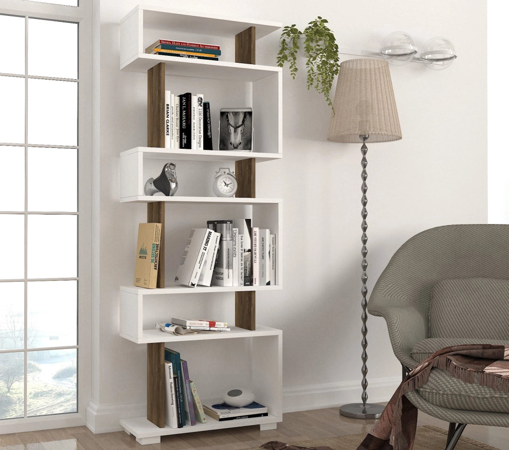 Libreria in legno "Blok" - 60 x 19 x 165 cm - Marrone