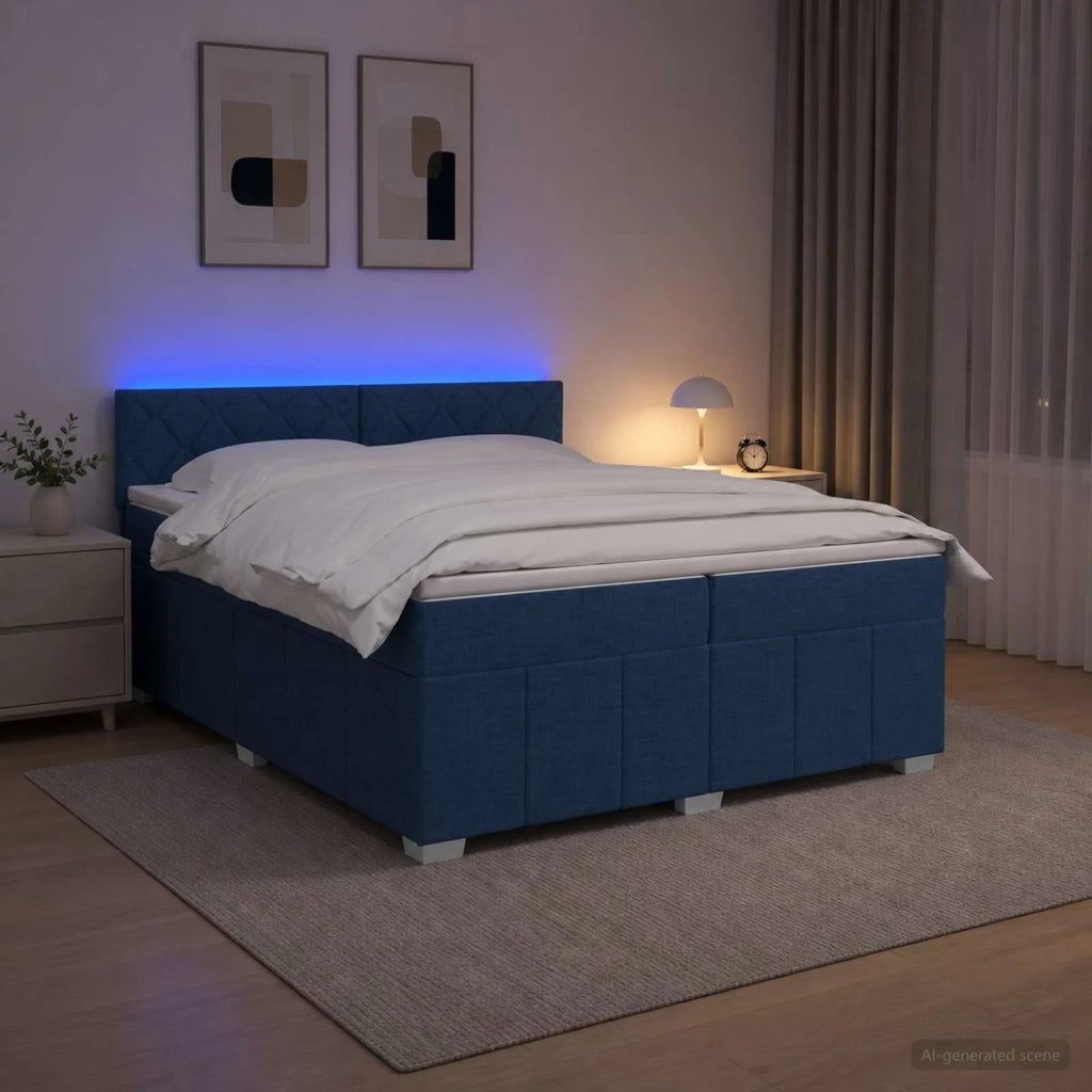 Letto box spring con materasso Blu 200 x 200 cm Tessuto 3452767