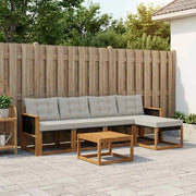 Set di divani da esterno 6 pz Naturale e Grigio Chiaro 3381895