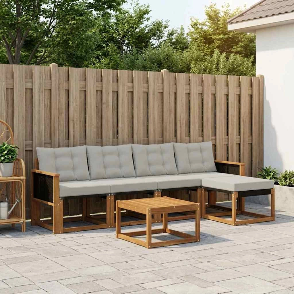 Set di divani da esterno 6 pz Naturale e Grigio Chiaro 3381895