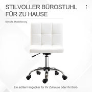 Sedia da ufficio ergonomica bianca in ecopelle, girevole e regolabile in altezza senza braccioli