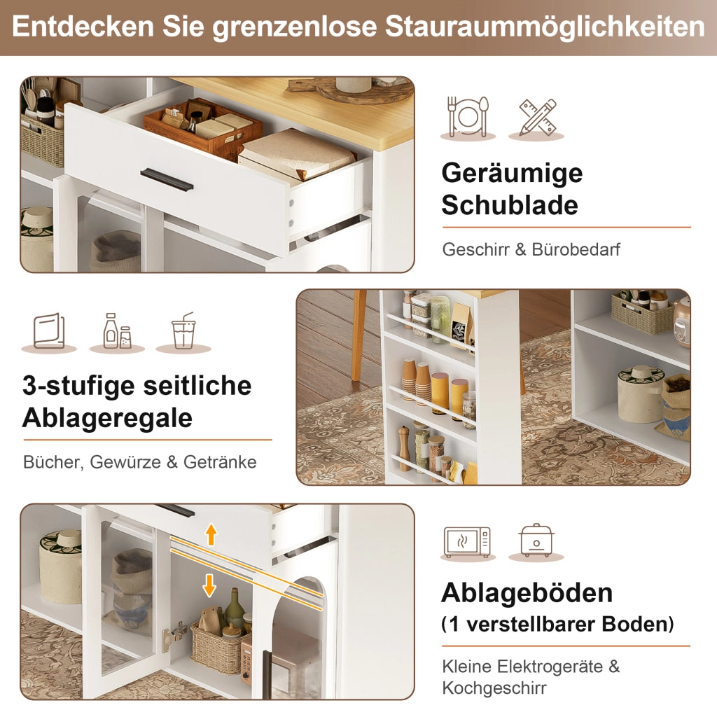 ISOLA CUCINA Girevole 136x50x78 cm MDF Bianco